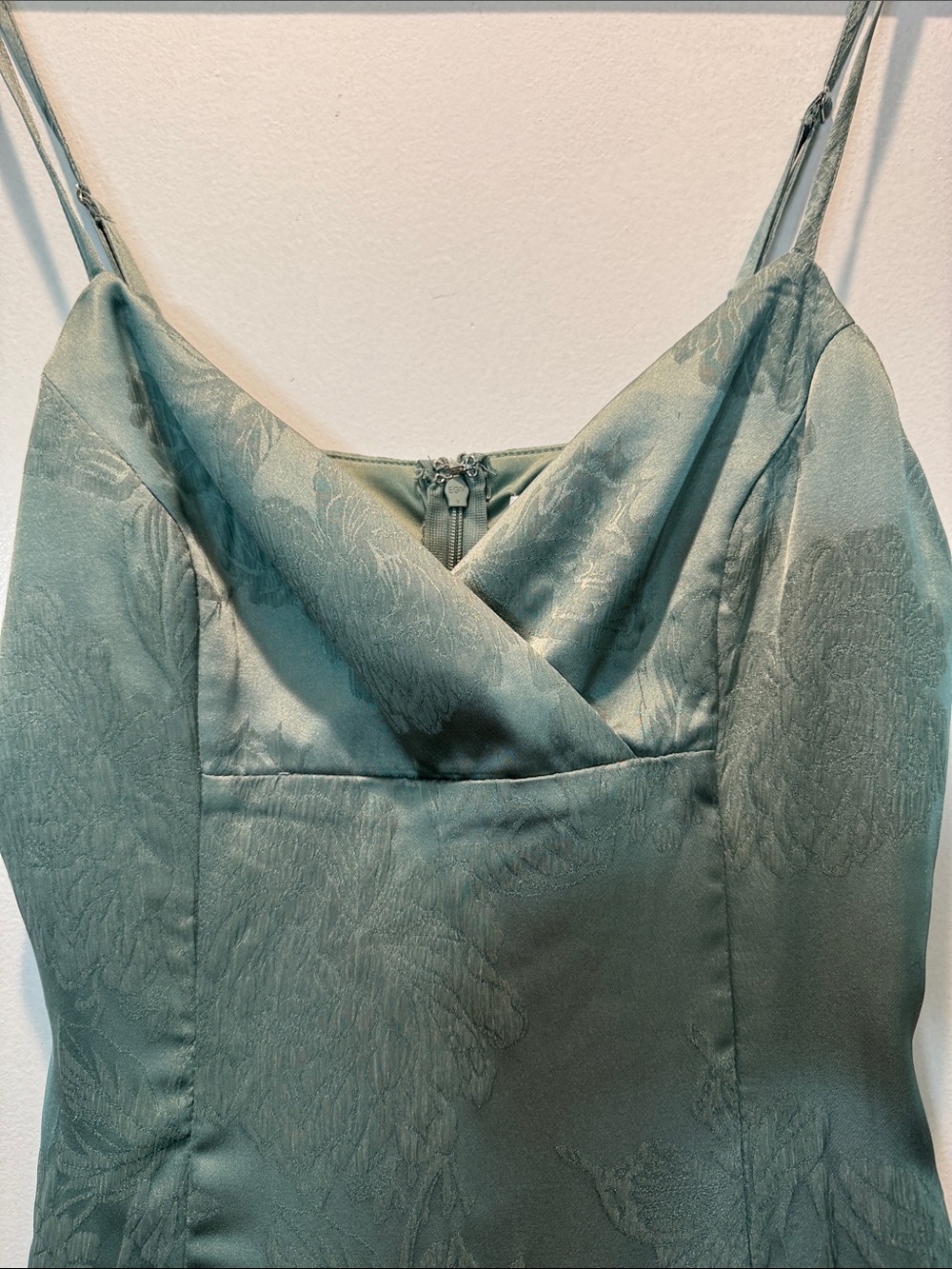 Alter’d State Satin Slip Dress with Ruffle Hem - Sage Green - Picture 4 of 16